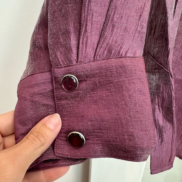 Vintage Simonton Says Purple Mauve Metallic Shimmer Gorgeous Blouse Plus Size 1X - Picture 10 of 11